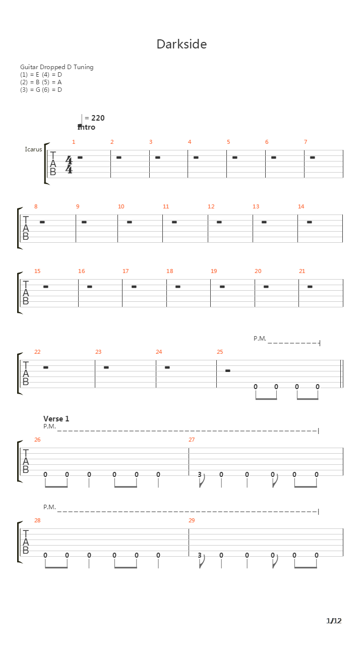 Darkside吉他谱