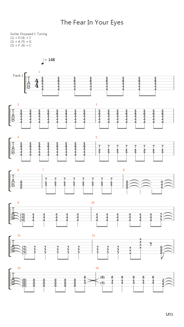 The Fear In Your Eyes吉他谱