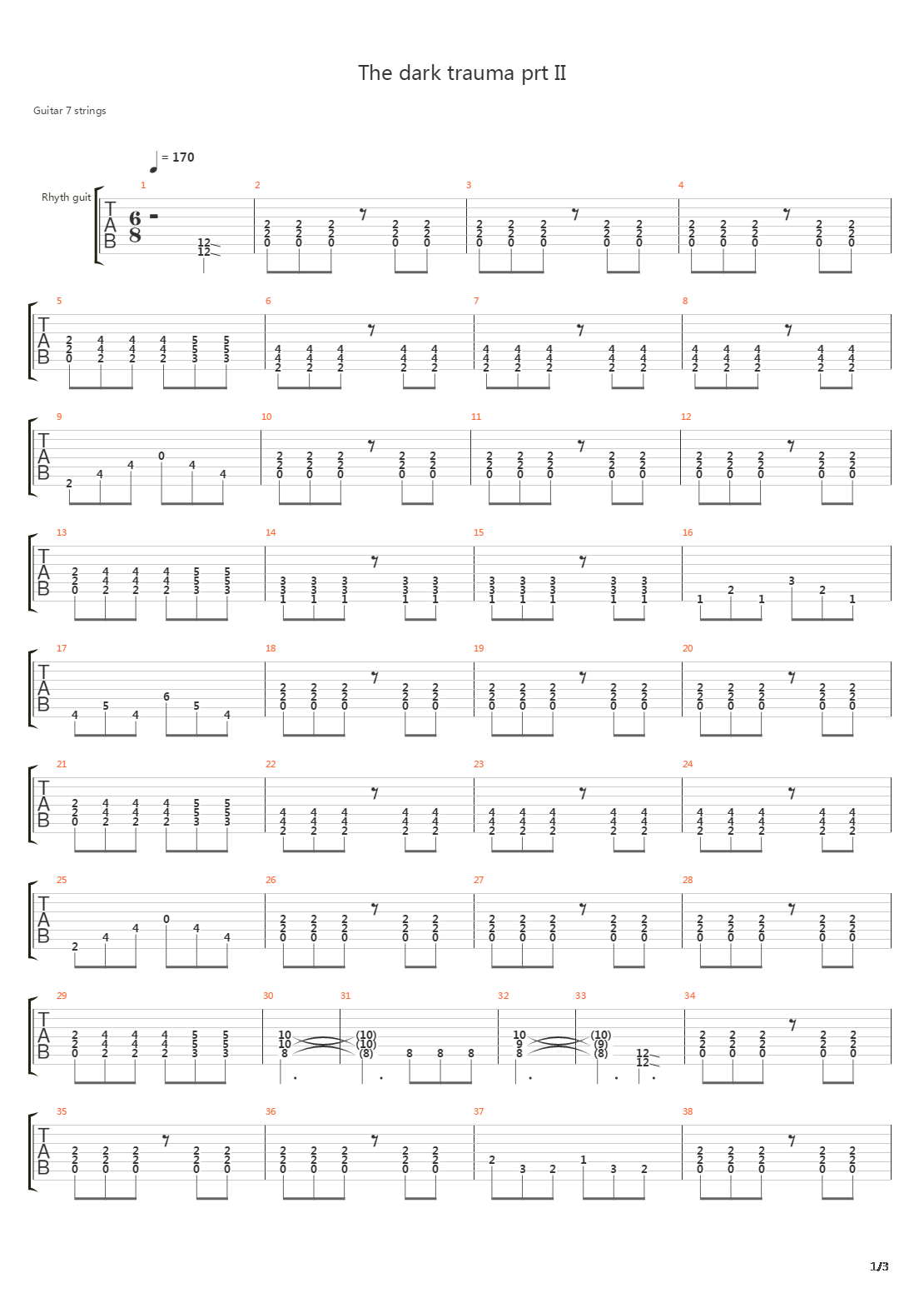 Dark Trauma Part 1吉他谱