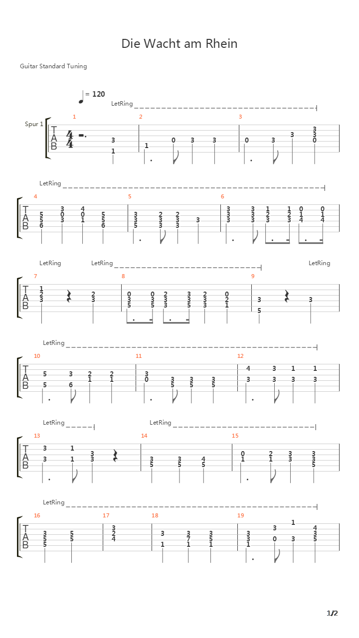 Die Wacht Am Rhein吉他谱
