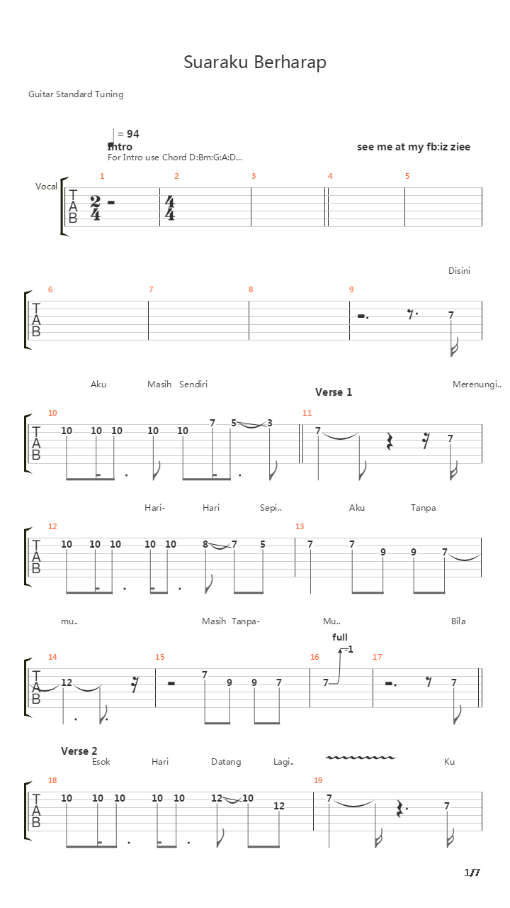 Suaraku Berharap吉他谱