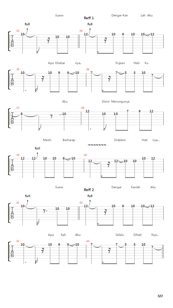 Suaraku Berharap吉他谱