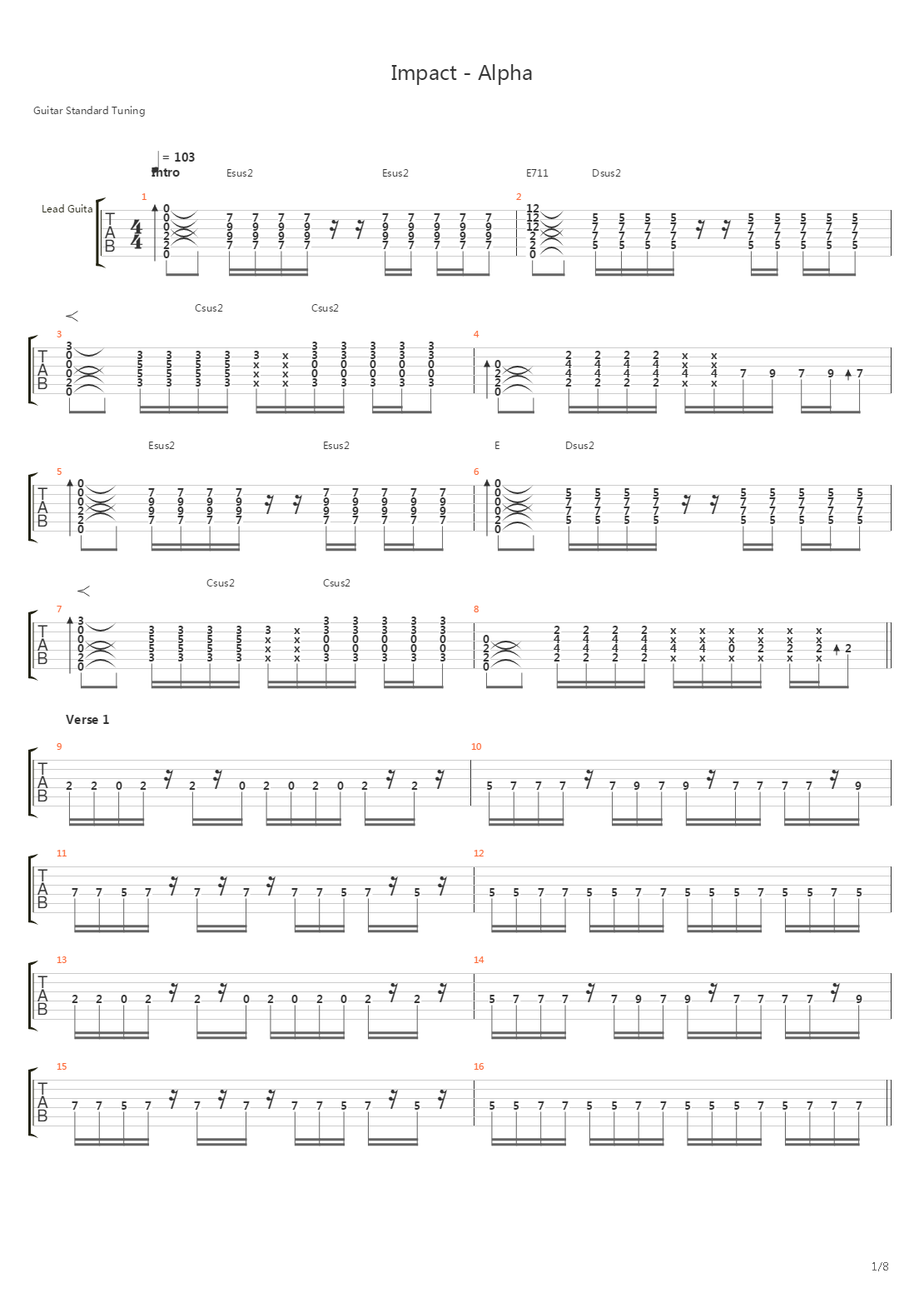 Alpha吉他谱