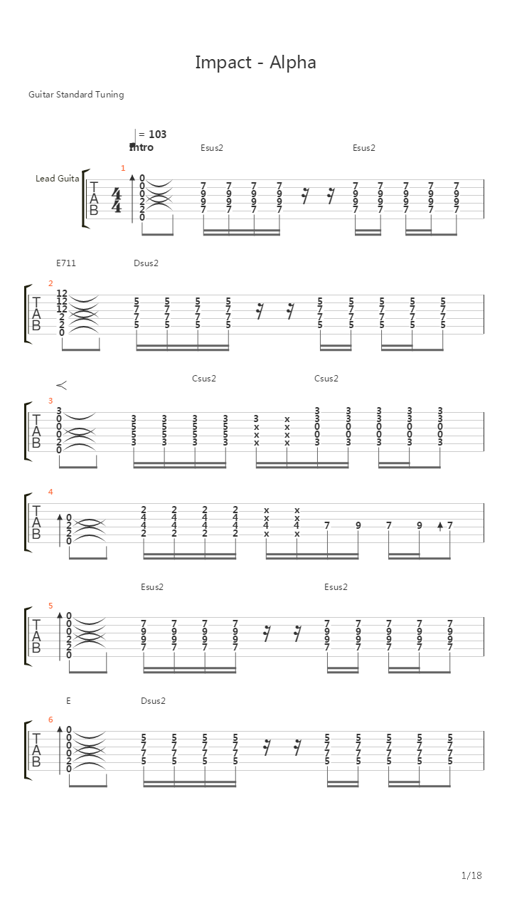 Alpha吉他谱