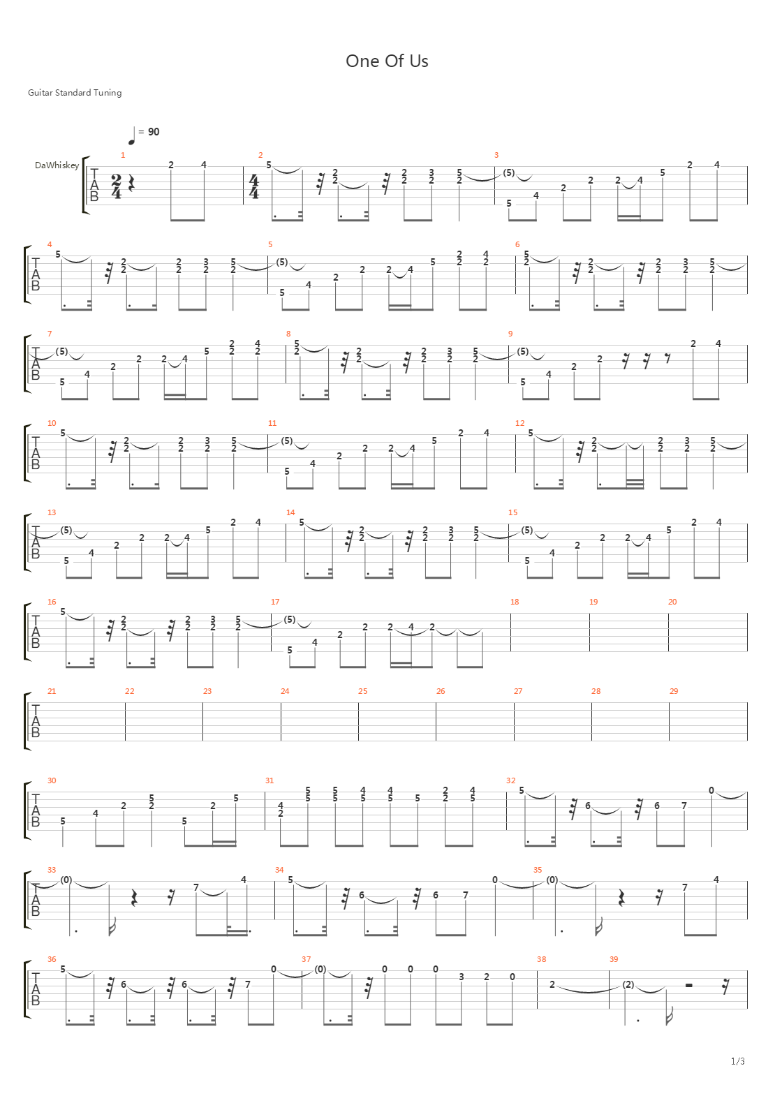 One Of Us吉他谱