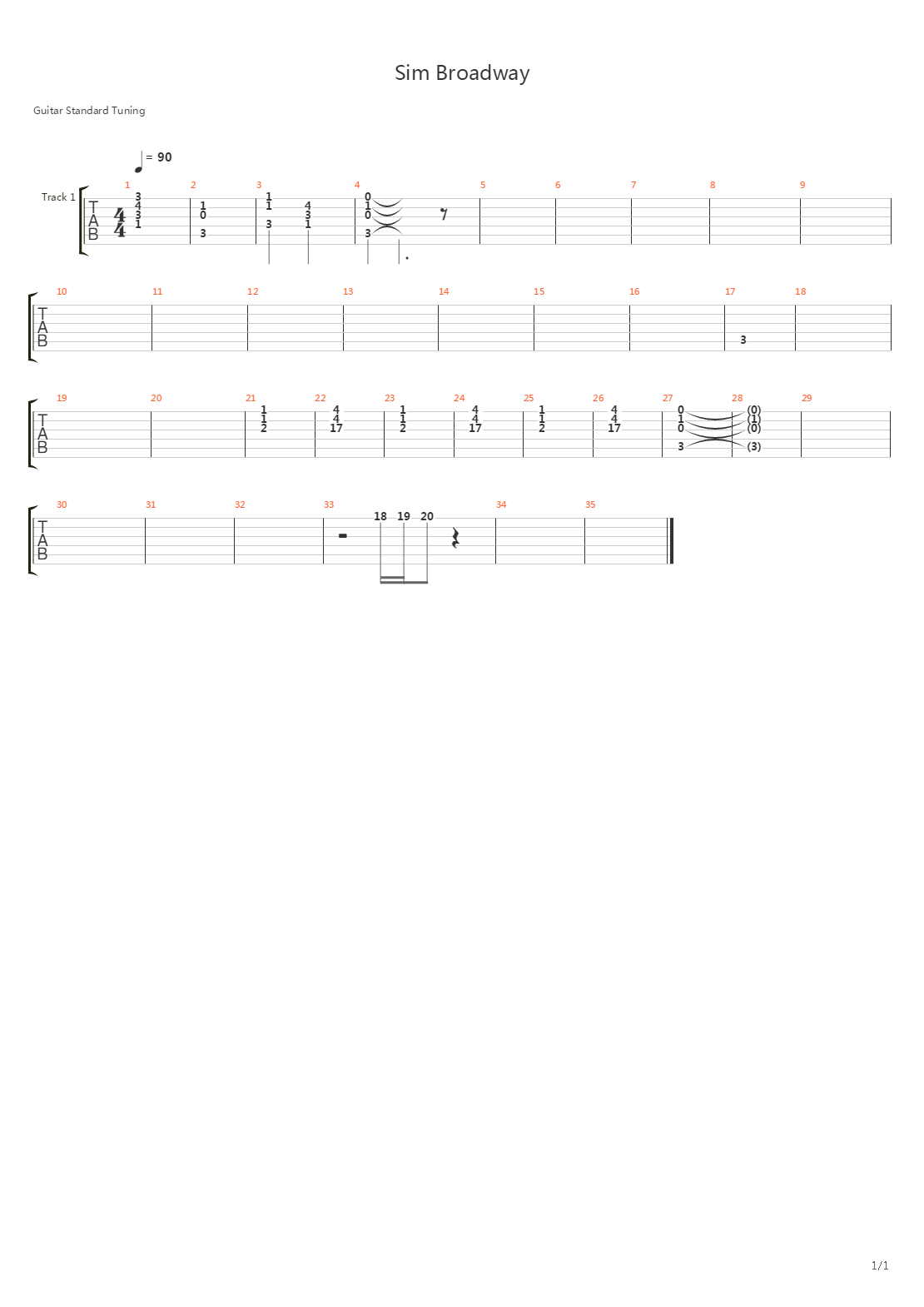 Sim Broadway吉他谱