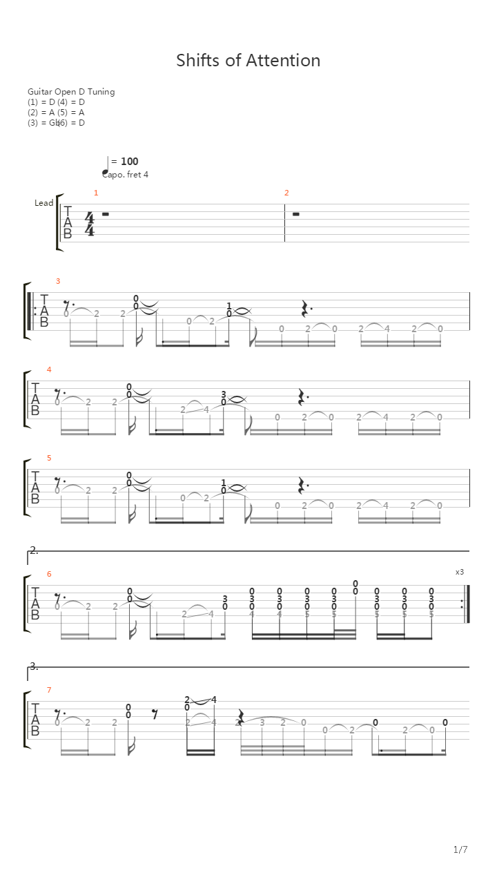 Shifts Of Attention吉他谱