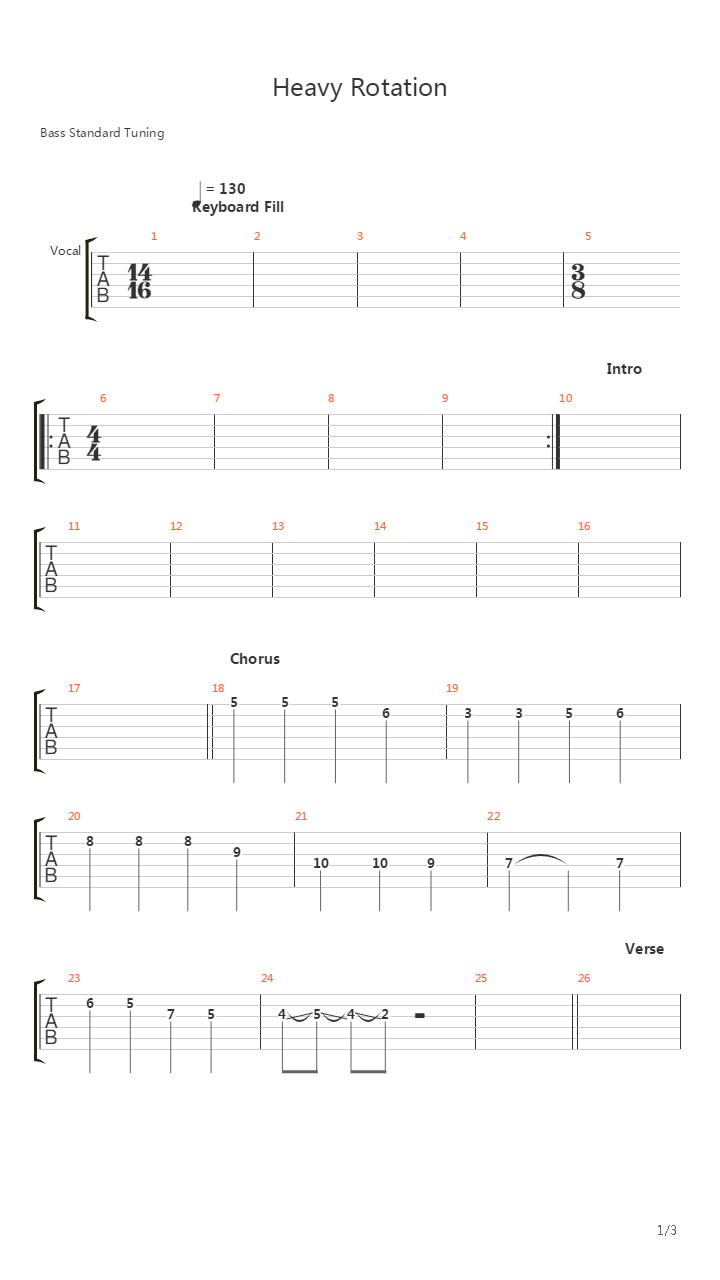 Heavy Rotation吉他谱