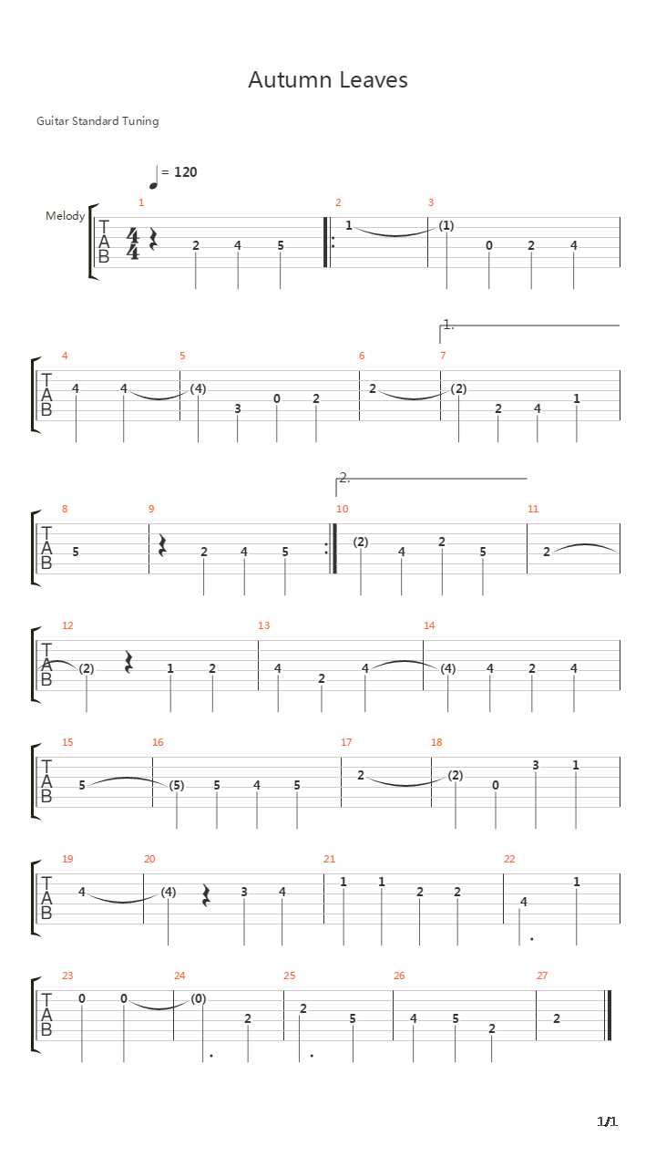 Autumn Leaves吉他谱