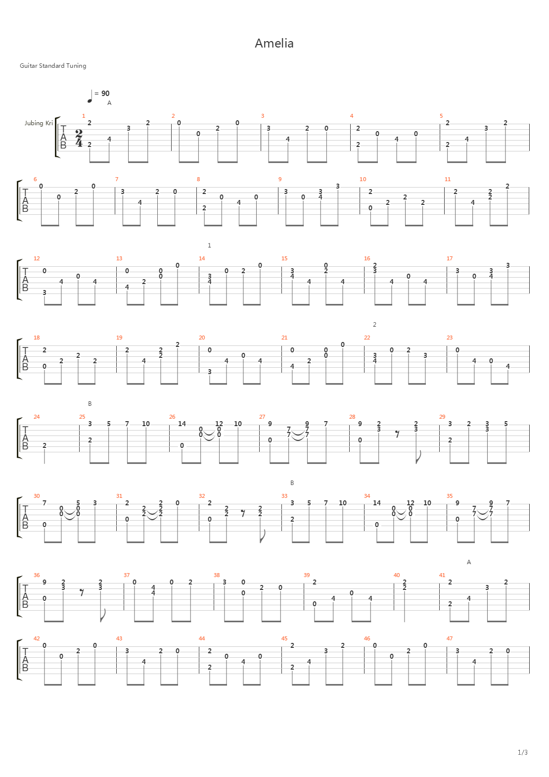 Amelia吉他谱