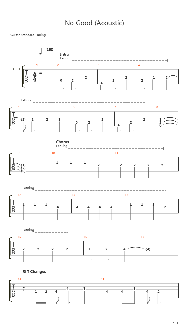 No Good Acoustic吉他谱