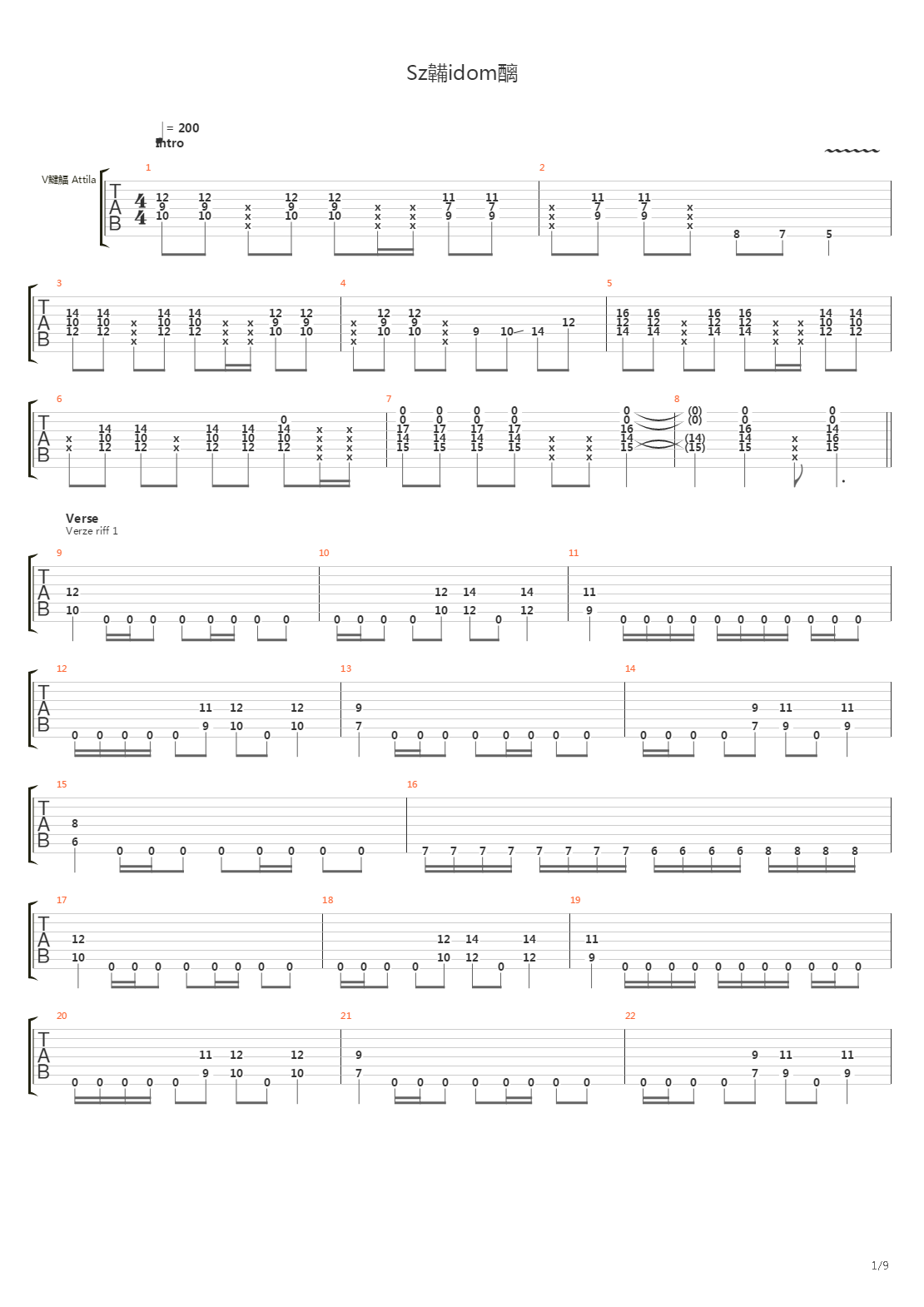 Szvidomr吉他谱