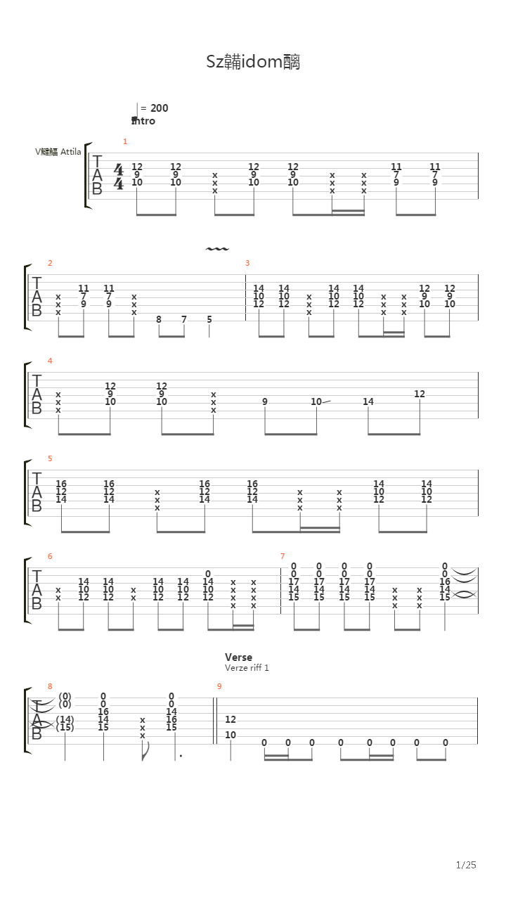 Szvidomr吉他谱
