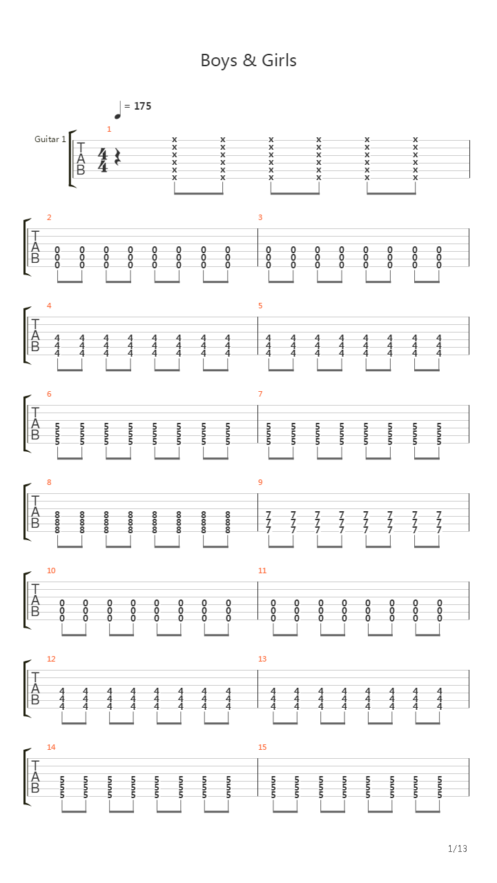 Boys Girls吉他谱