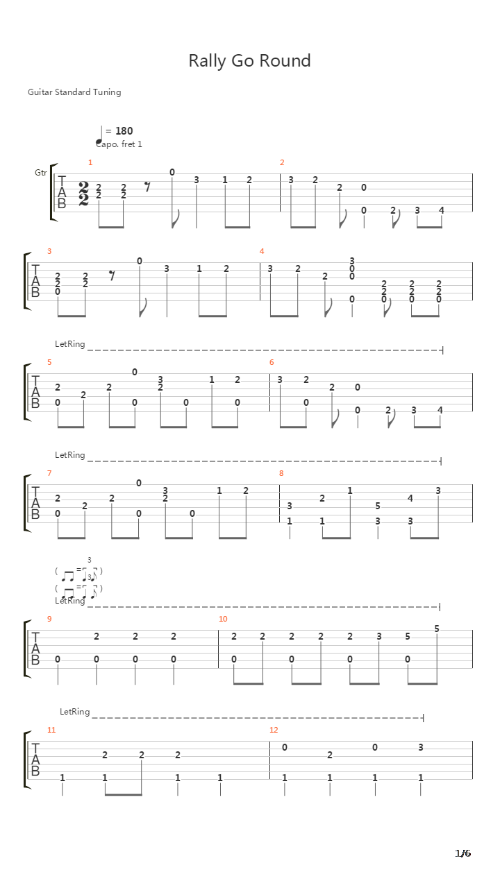 Rally Go Round(TV动画《伪恋 第二季》片头曲)吉他谱