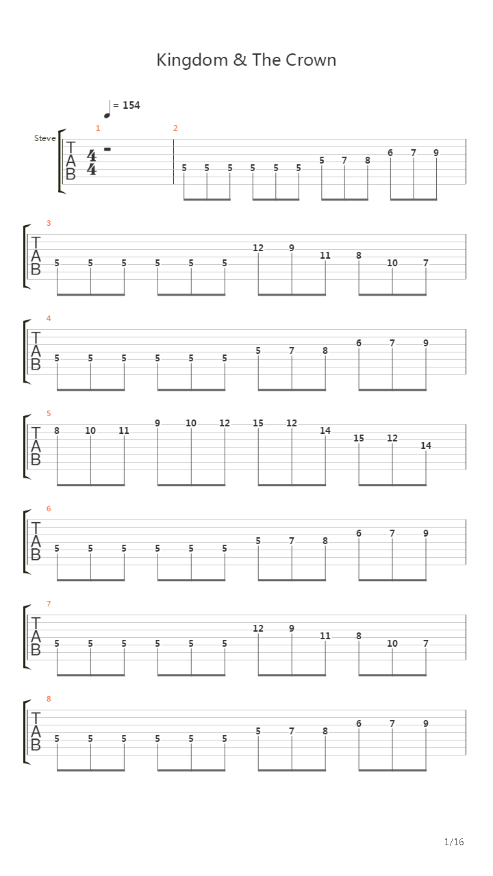 Kingdom The Crown吉他谱