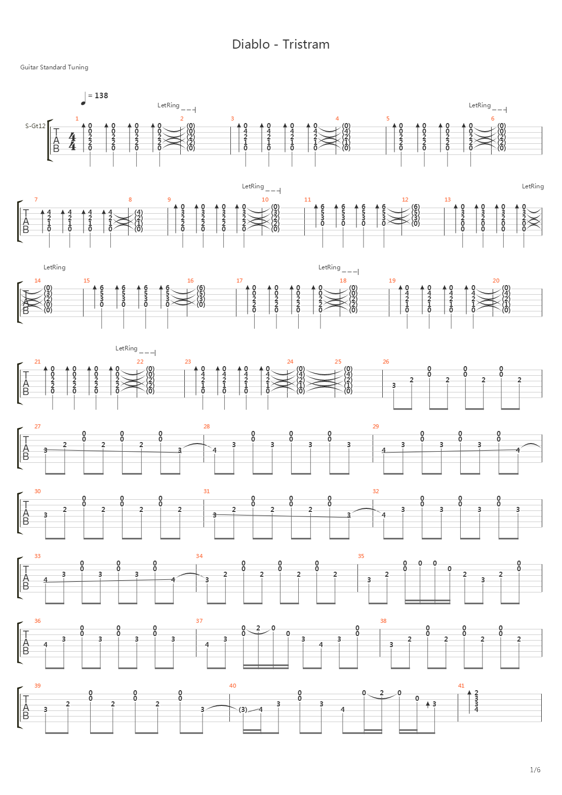 Diablo Tristram吉他谱