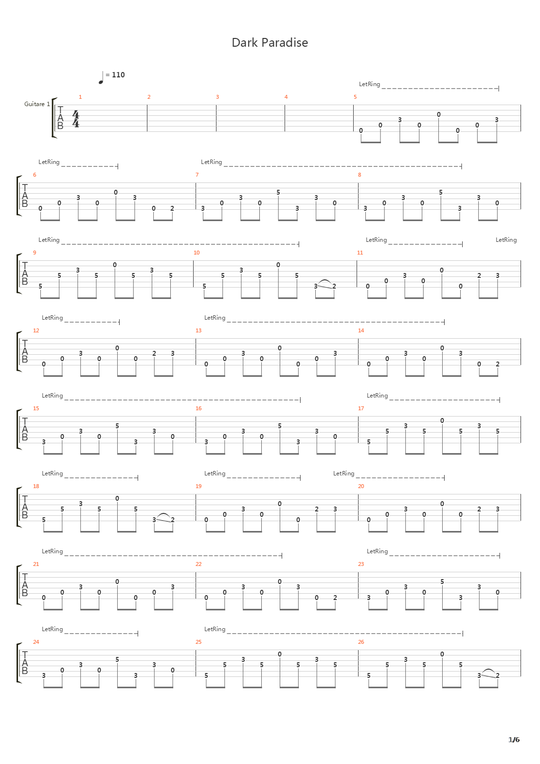Dark Paradise吉他谱