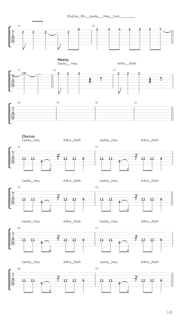 Sadda Haq吉他谱