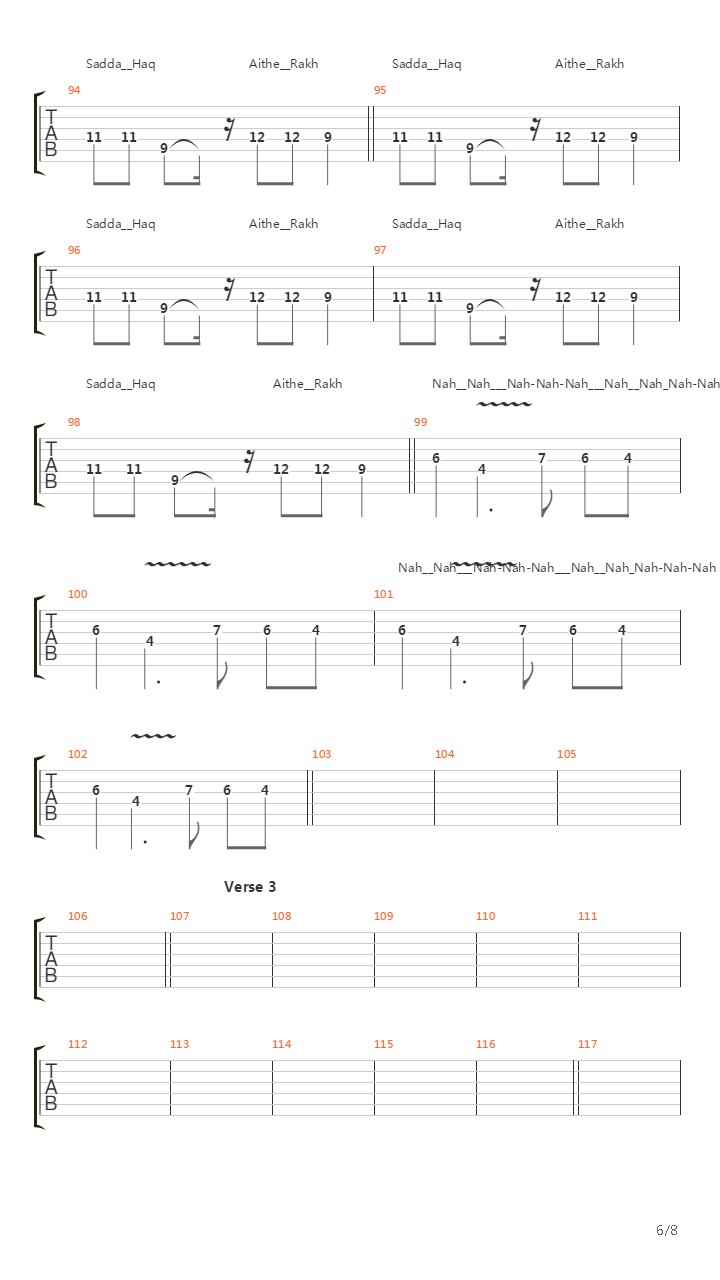 Sadda Haq吉他谱
