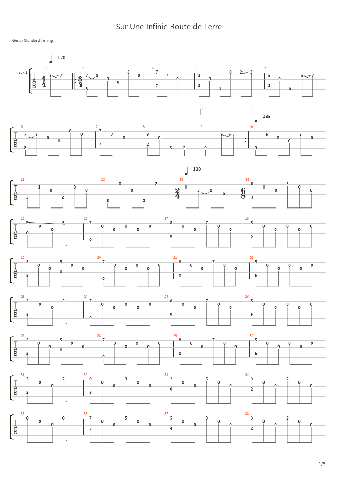 Sur Une Infinie Route De Terre吉他谱