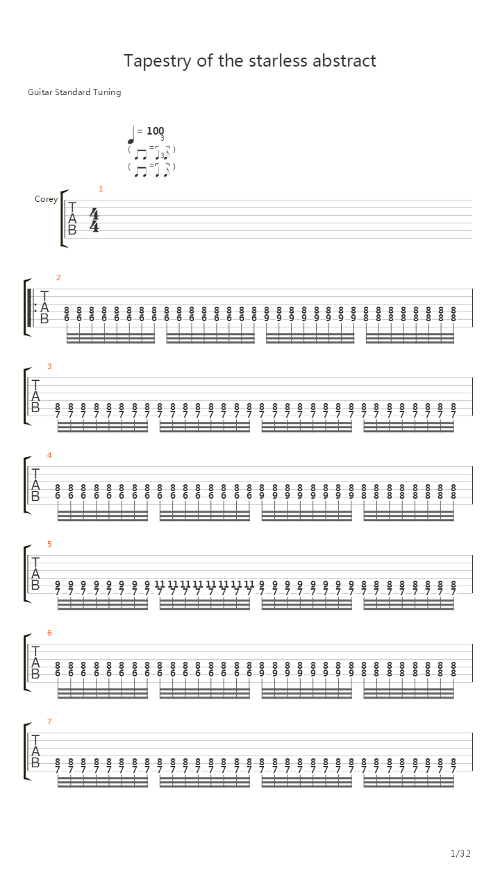 Tapestry Of The Starless Abstract吉他谱