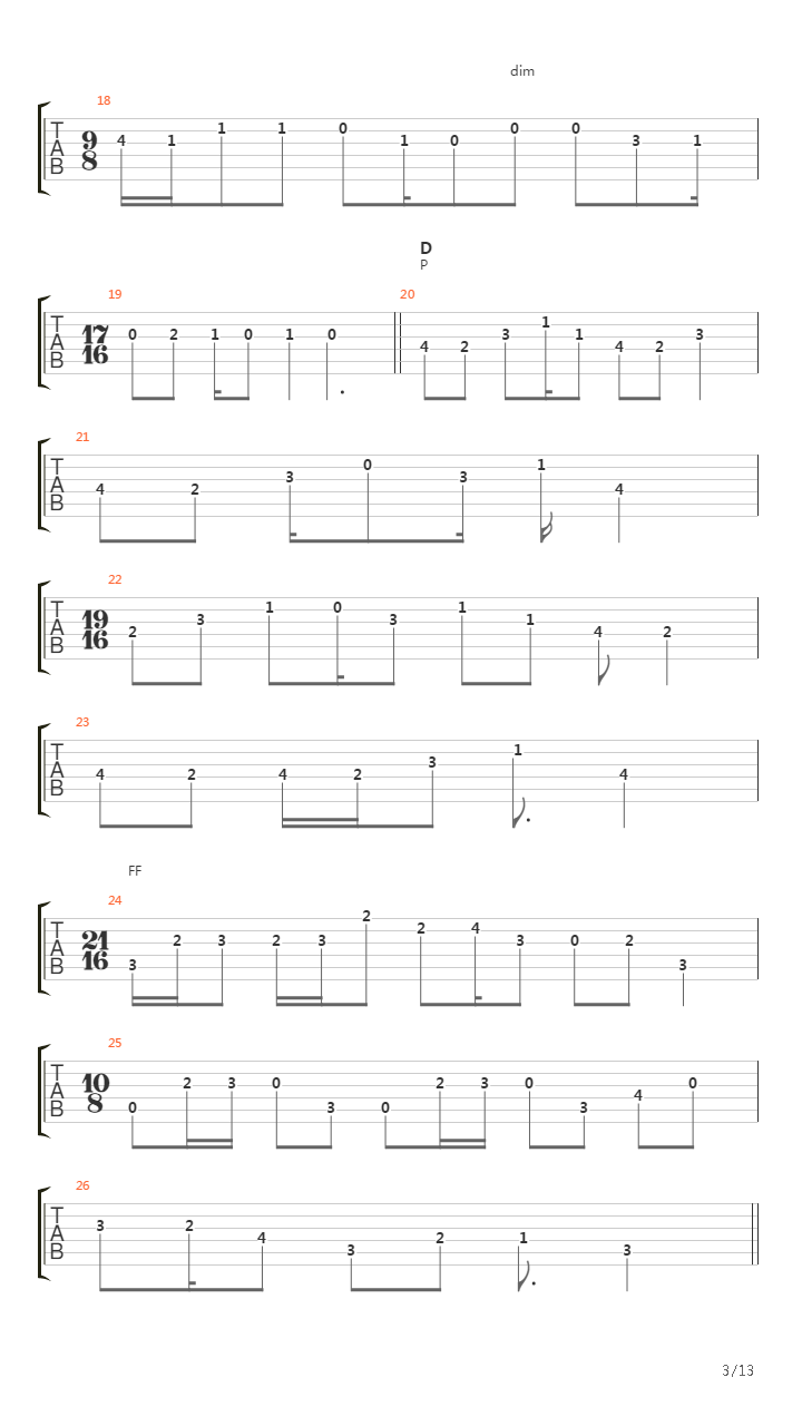 Danse De La Fureur吉他谱