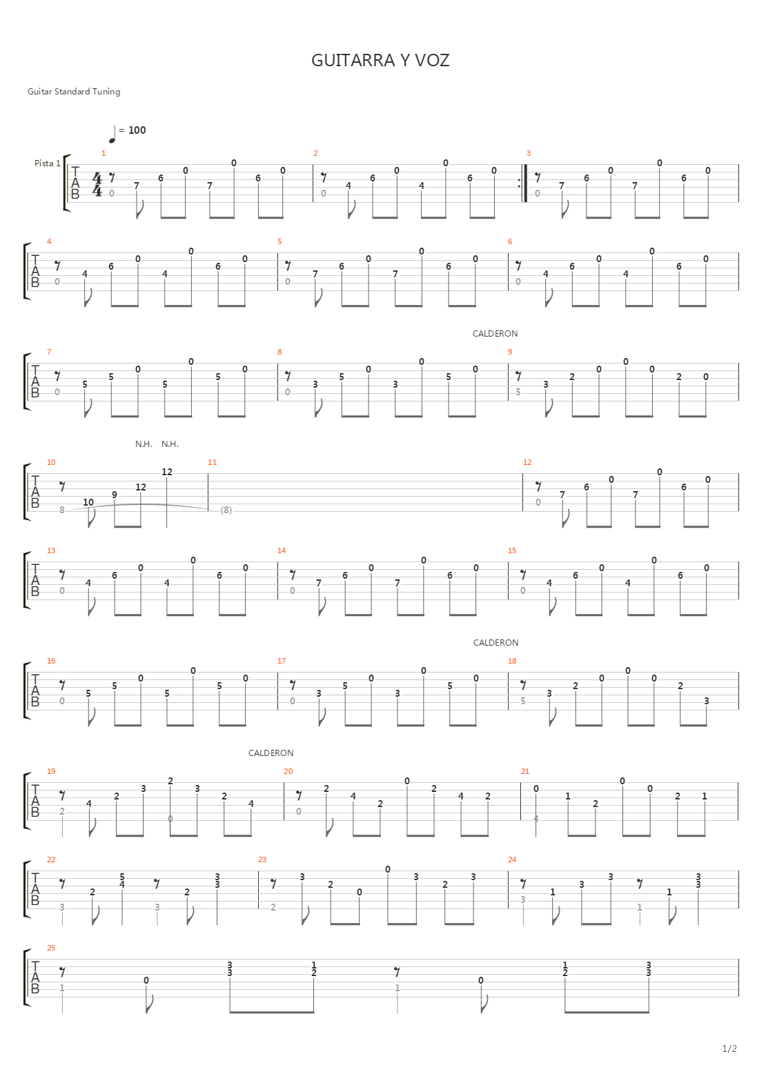Guitarra Y Voz吉他谱