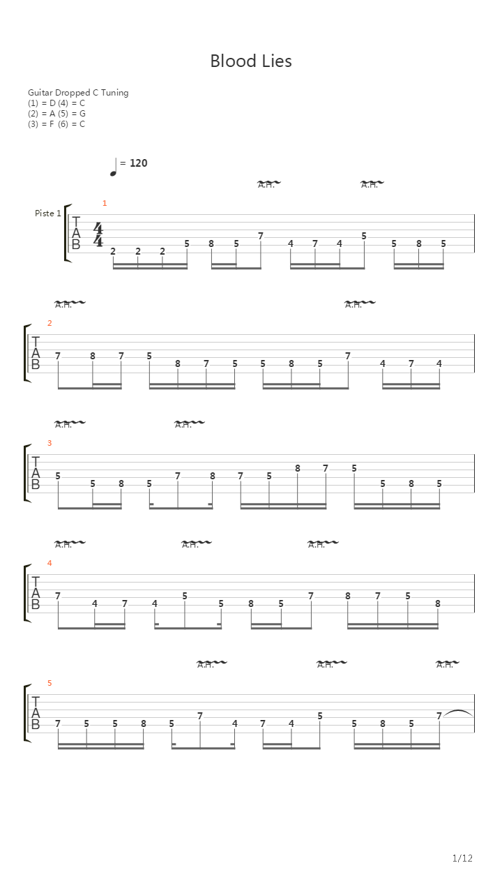 Blood Lies吉他谱