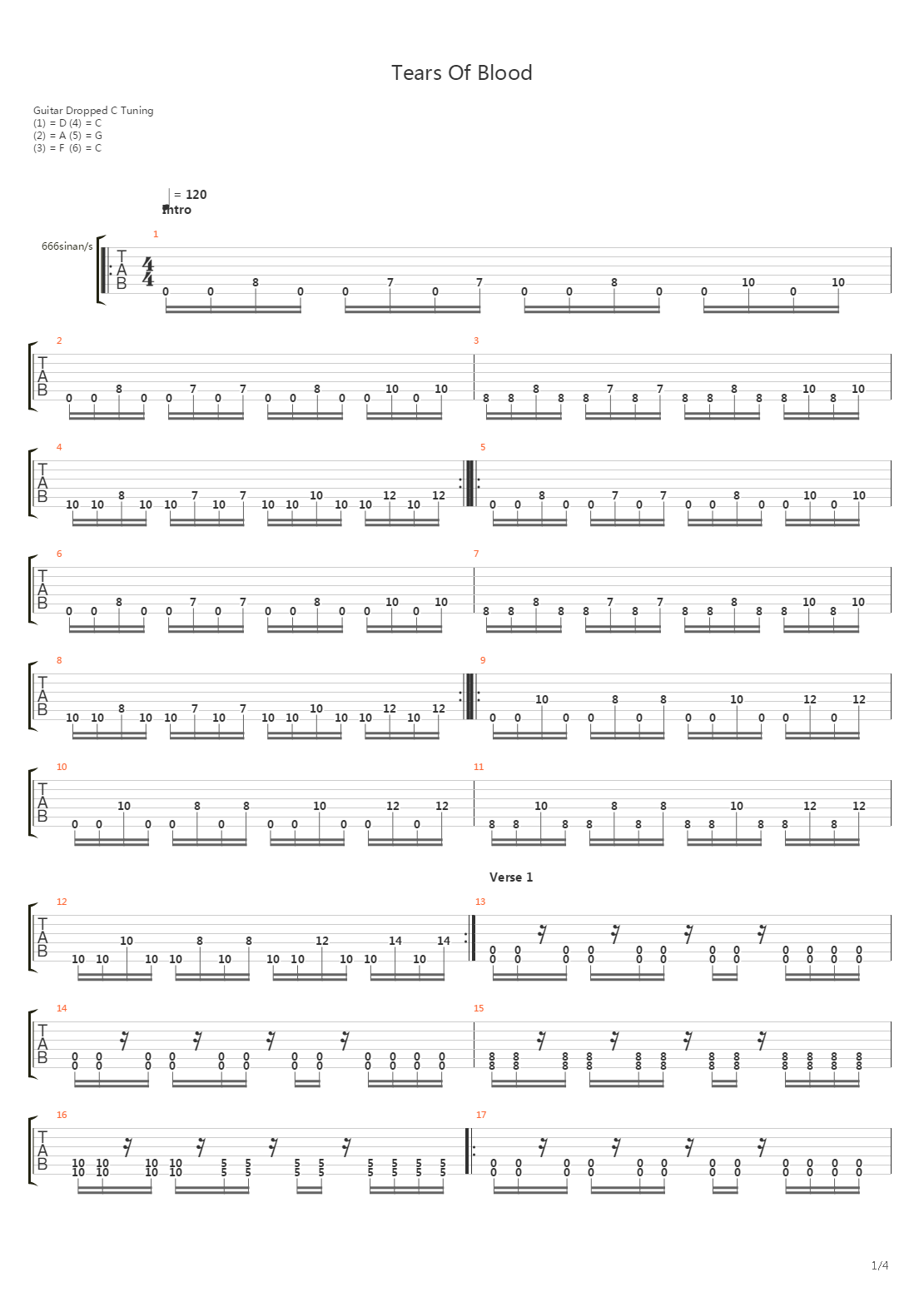 Tears Of Blood吉他谱