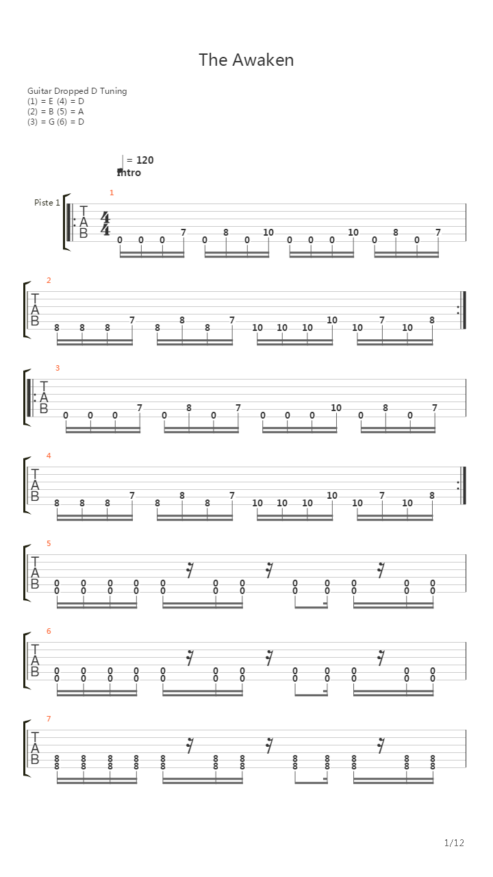 Theawaken吉他谱