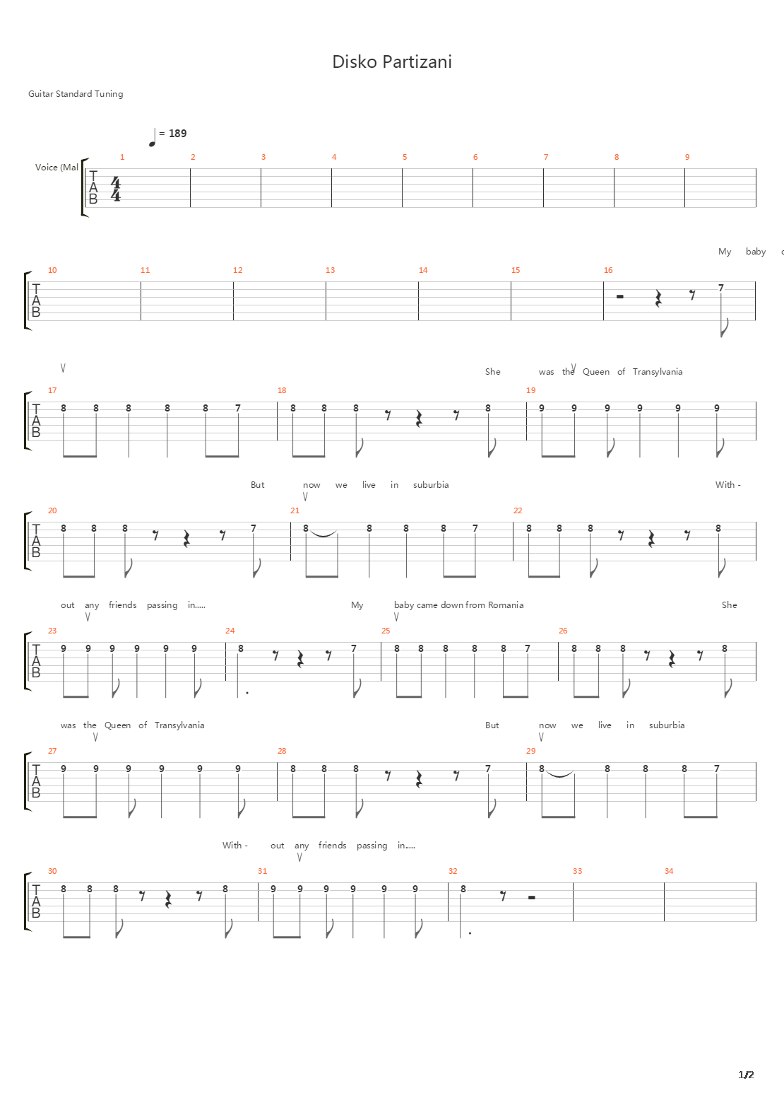 Disko Partizani吉他谱