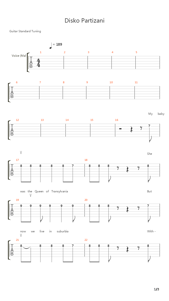 Disko Partizani吉他谱