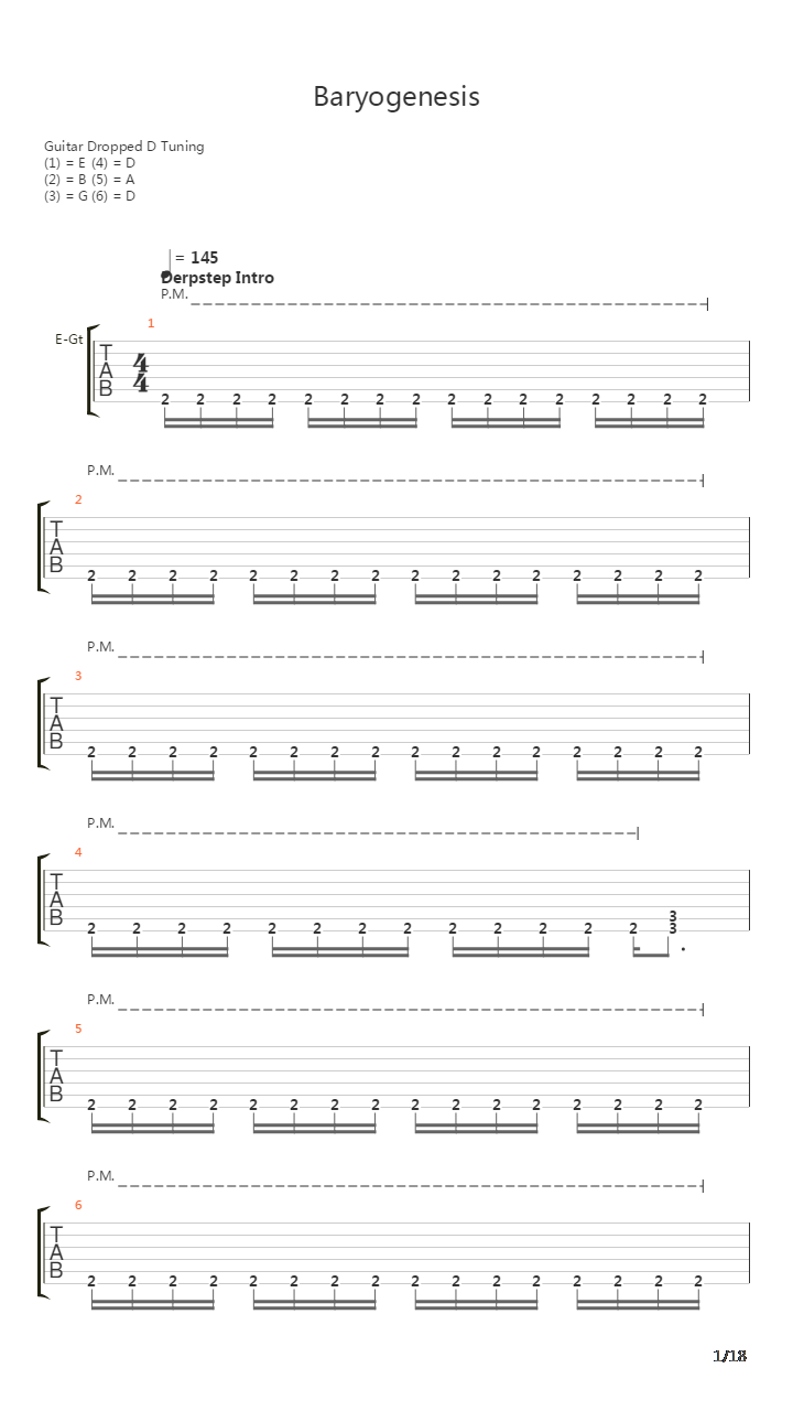 Baryogenesis吉他谱