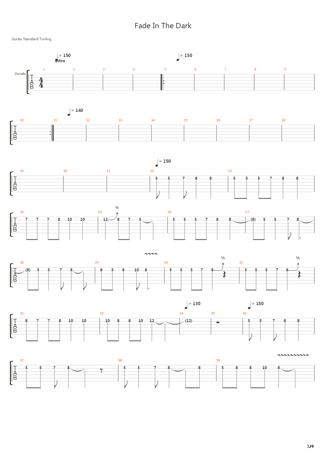 Fade In The Dark吉他谱