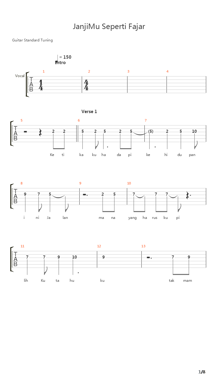 Janjimu Seperti Fajar吉他谱