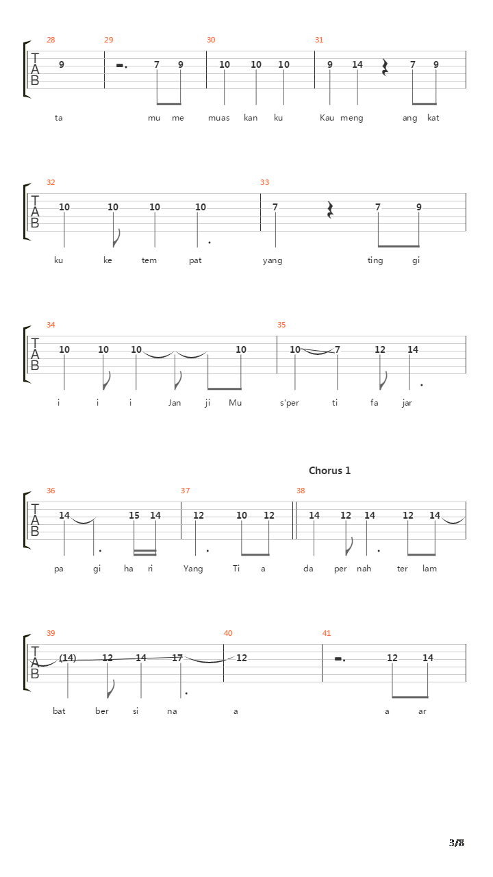Janjimu Seperti Fajar吉他谱