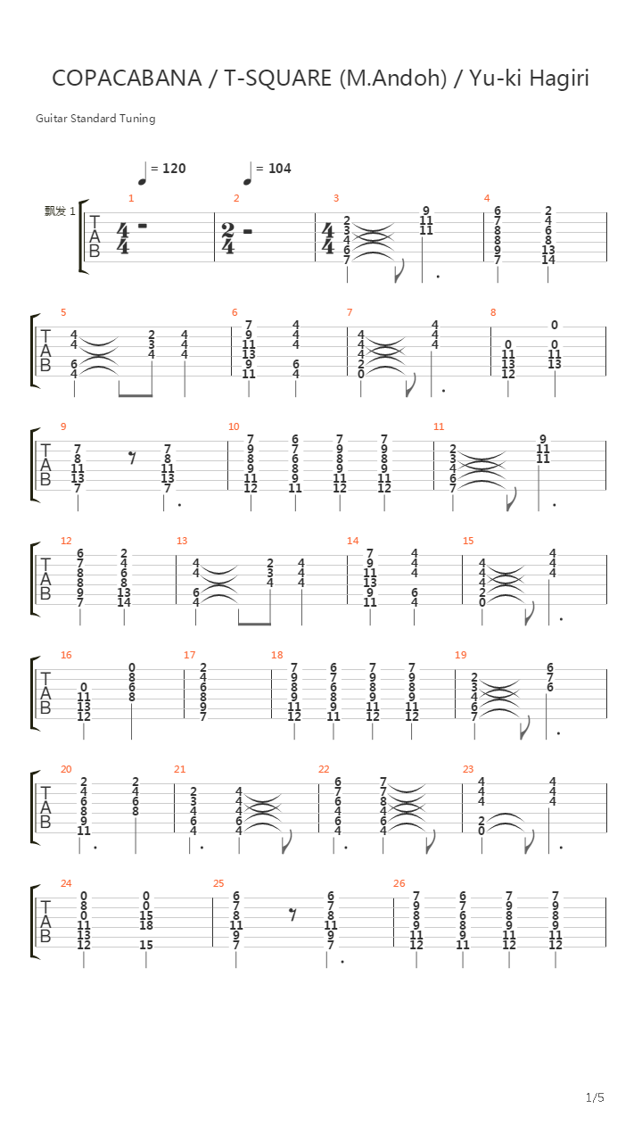 Copacabana吉他谱