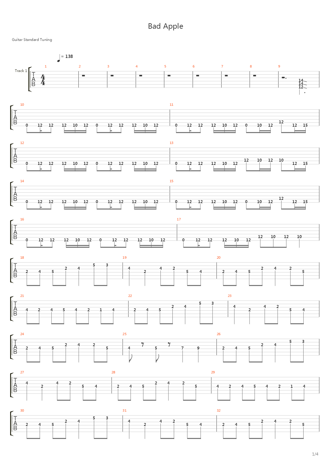 Bad Apple吉他谱