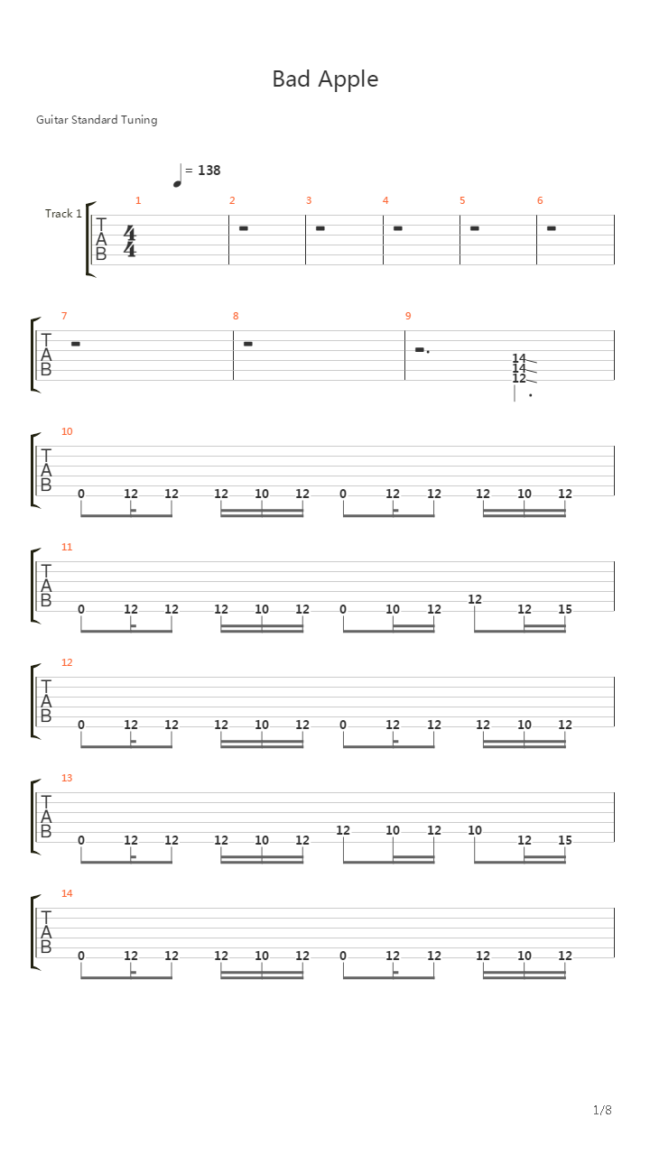 Bad Apple吉他谱