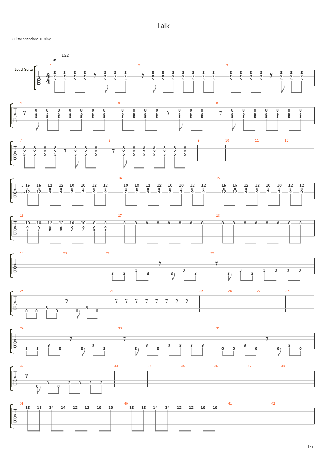 Talk吉他谱
