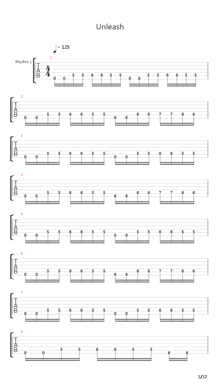 Unleash吉他谱