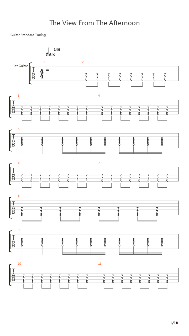 The View From The Afternoon吉他谱