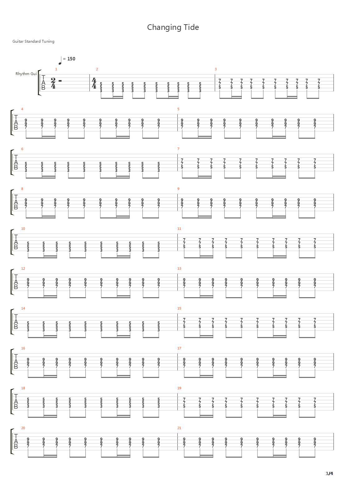 Changing Tide吉他谱