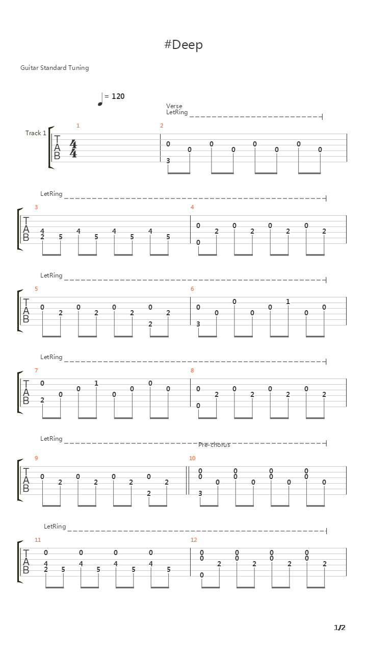 Deep吉他谱