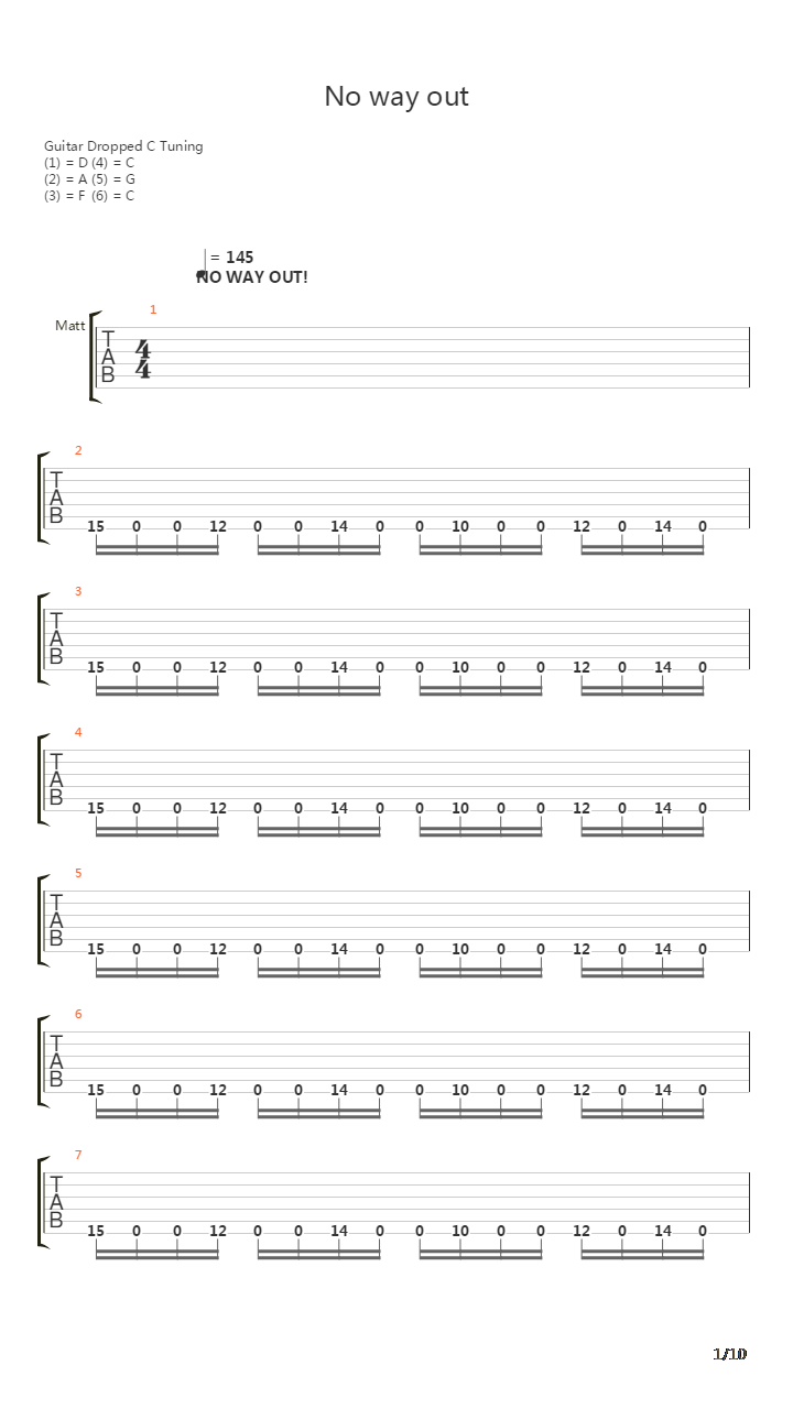No Way Out吉他谱