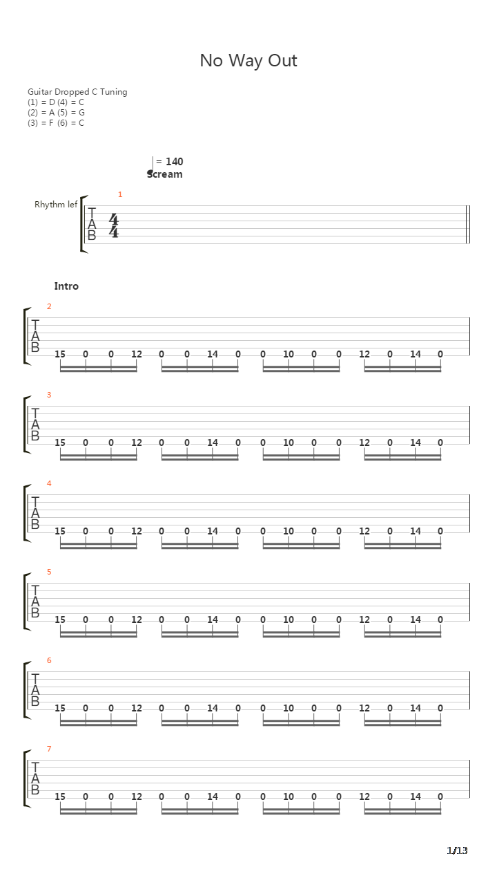 No Way Out吉他谱