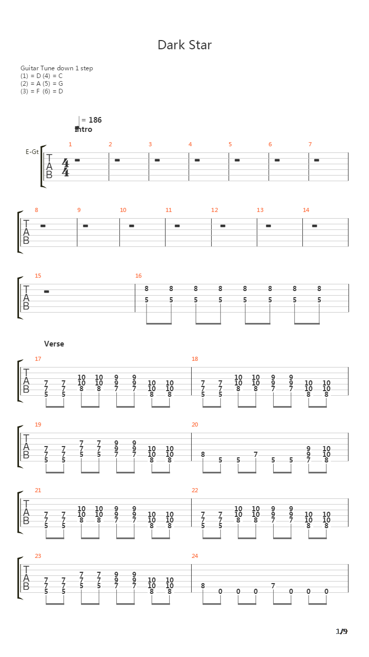 Dark Star吉他谱