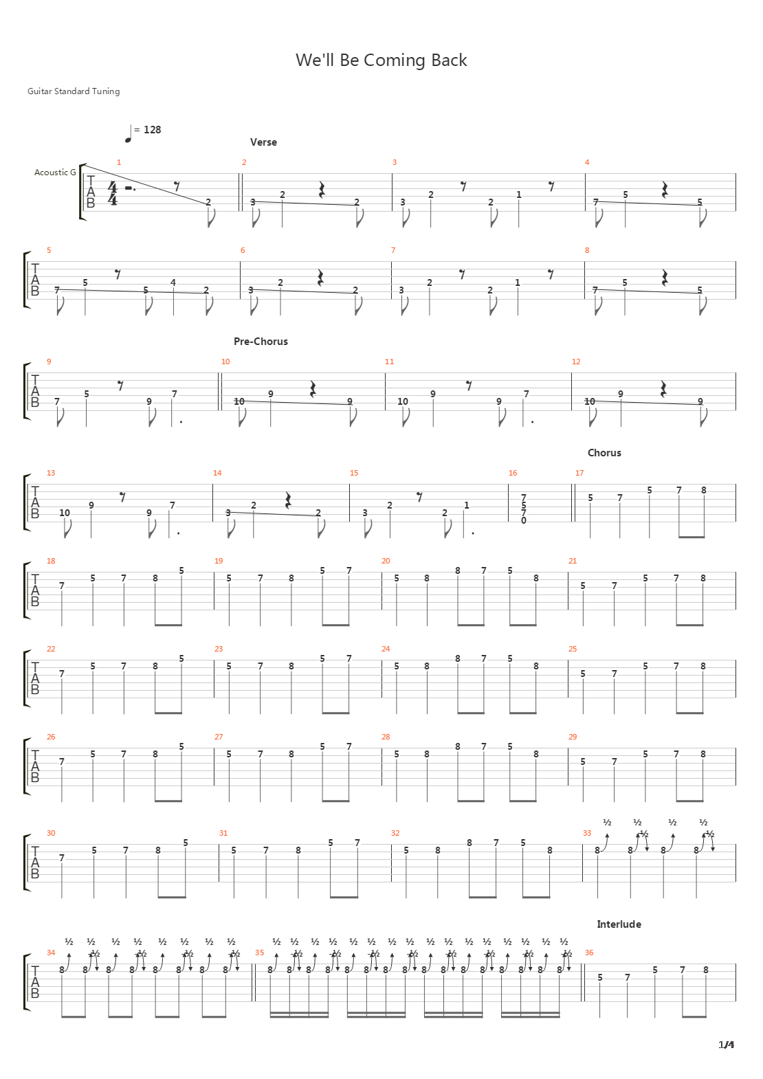 Well Be Coming Back吉他谱