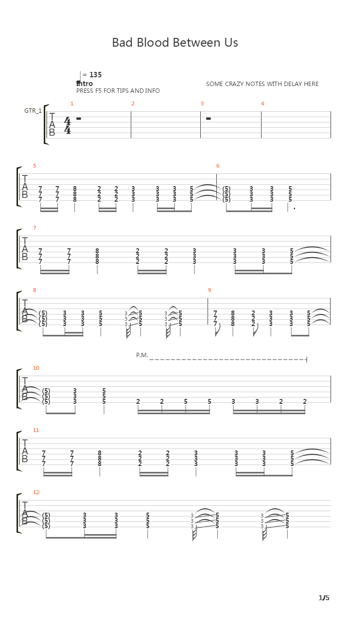 Bad Blood Between Us吉他谱